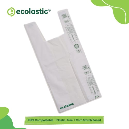 Palaash Eco Solutions 100% Compostable U-Cut Carry Bags (White) - 8 x 10 inches - 220 bags/kg - 30 microns